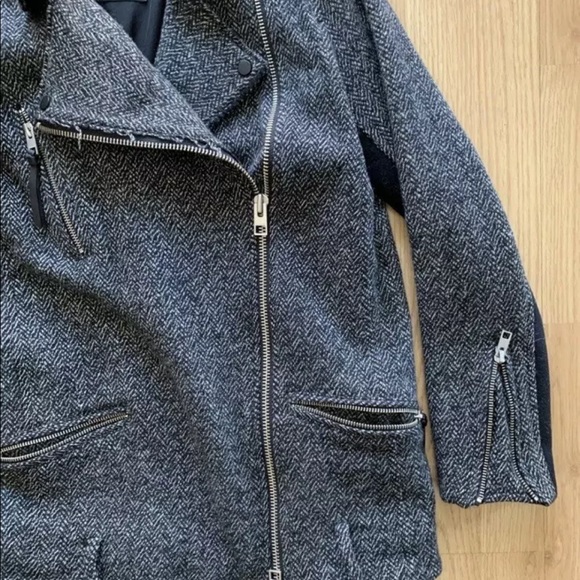 ALL SAINTS Wool Biker Style Coat UK 6/ US 2 Black - Picture 3 of 12